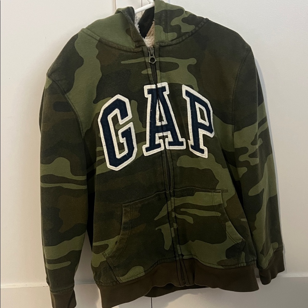 GAP Kids Green Camouflage Hoodie